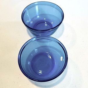 Set of 2 Vintage Anchor Hocking Nesting Bowls Mixing Cobalt Blue